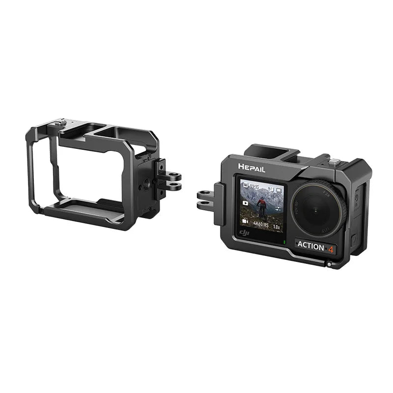 Action Camera Metal Rabbit Cage Frame Heat Dissipation Anti-collision Protection Cover Sidebar for DJI Action 4 / Osmo Action 3
