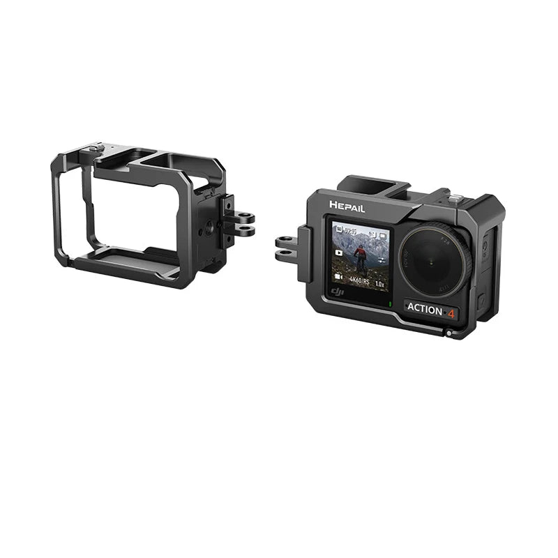 Action Camera Metal Rabbit Cage Frame Heat Dissipation Anti-collision Protection Cover Sidebar for DJI Action 4 / Osmo Action 3